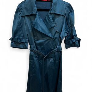 Elle Women's Unique Y2K Vintage 2000s Turquoise Trench Coat